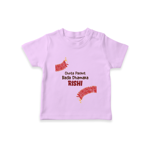 Chota Packet Bada Dhamaka Tshirt | Custom Baby Tshirt for Festival Celebration - LILAC - 0-5 Months Old (Chest 17")