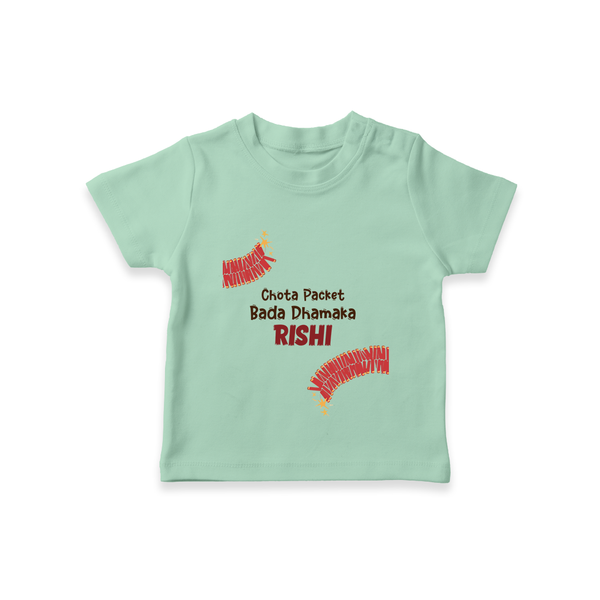 Chota Packet Bada Dhamaka Tshirt | Custom Baby Tshirt for Festival Celebration - MINT GREEN - 0-5 Months Old (Chest 17")