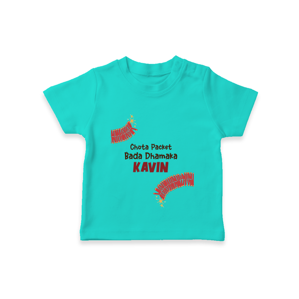 Chota Packet Bada Dhamaka Tshirt - TEAL - 0-5 Months Old (Chest 17")