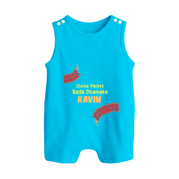 Chota Packet Bada Dhamaka Button Romper - SKY BLUE - New Born (Chest 18")