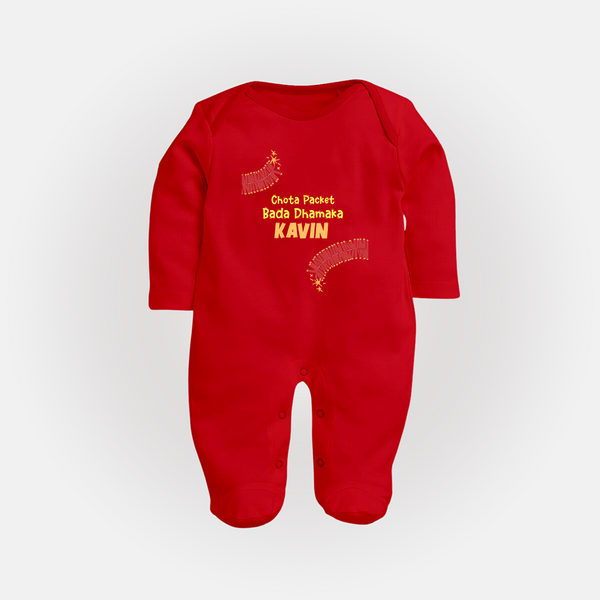 Chota Packet Bada Dhamaka Full Body Suit - RED - New Born (Chest 7.5")