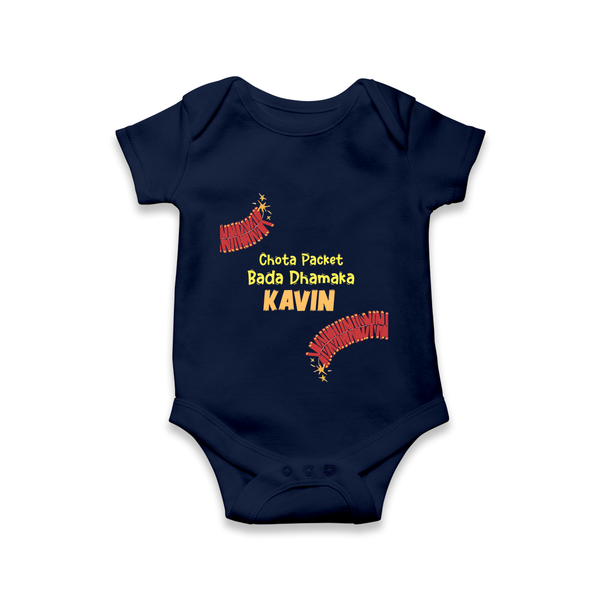 Chota Packet Bada Dhamaka Romper - NAVY BLUE - New Born (Chest 14")