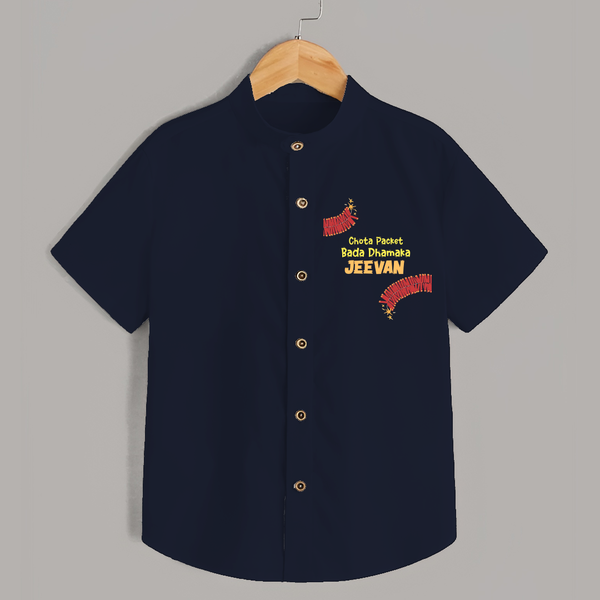 Chota Packet Bada Dhamaka Shirt | Custom Baby Shirt for Festival Celebration - NAVY BLUE - 0 - 6 Months Old (Chest 23")