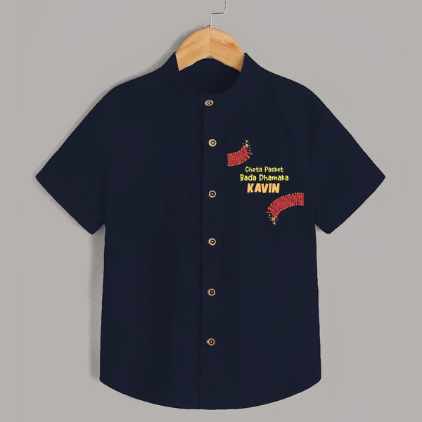 Chota Packet Bada Dhamaka Shirt - NAVY BLUE - 0 - 6 Months Old (Chest 23")