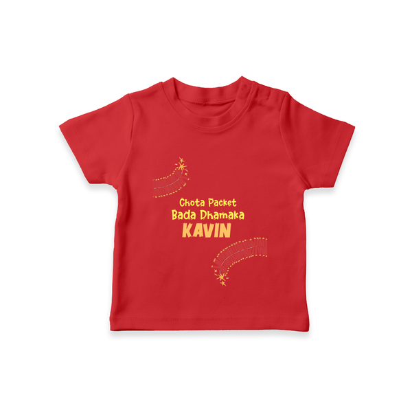 Chota Packet Bada Dhamaka Tshirt - RED - 0-5 Months Old (Chest 17")