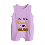 My First Diwali Romper Suit | Personalized Baby Festival Outfit - LILAC - 0 - 5 Months Old (Chest 18")
