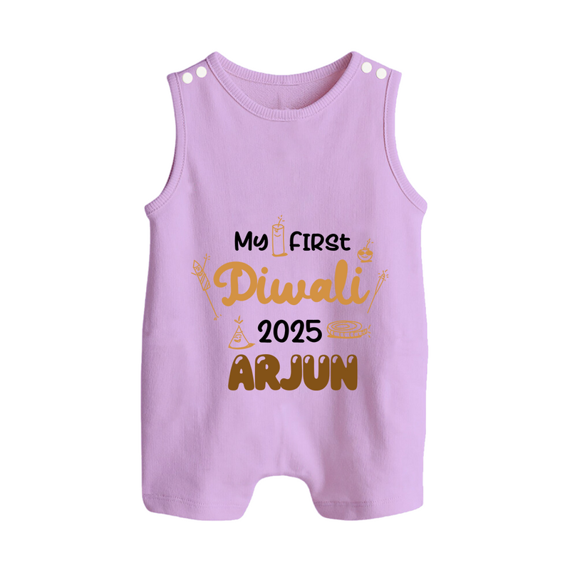 My First Diwali Romper Suit | Personalized Baby Festival Outfit - LILAC - 0 - 5 Months Old (Chest 18")