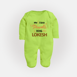 My First Diwali Celebration Full Body Suit - LIME GREEN - New Born (Chest 7.5")