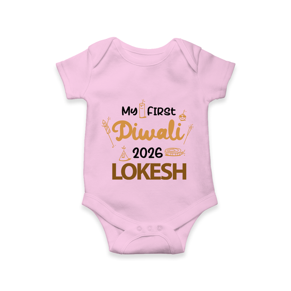 My First Diwali Celebration Romper - BABY PINK - New Born (Chest 14")