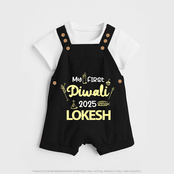 My First Diwali Celebration Dungaree - BLACK - 0 - 5 Months Old (Chest 18")