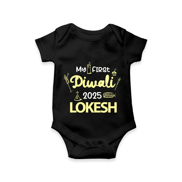 My First Diwali Celebration Romper - BLACK - New Born (Chest 14")