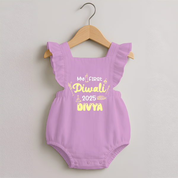 My First Diwali Romper Frock | Personalized Baby Festival Outfit - BABY PINK - 0 - 3 Months Old (Chest 19")