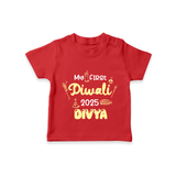 My First Diwali Tshirt | Personalized Baby Festival Outfit - RED - 0-5 Months Old (Chest 17")