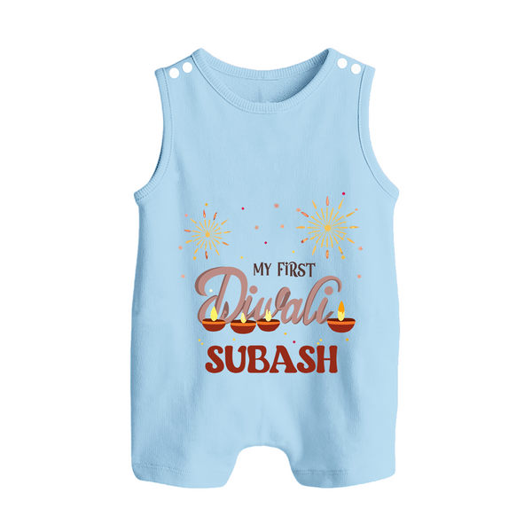 Chota Packet Bada Dhamaka My First Diwali Romper Suit | Custom Baby Romper Suit - BABY BLUE - 0 - 5 Months Old (Chest 18")