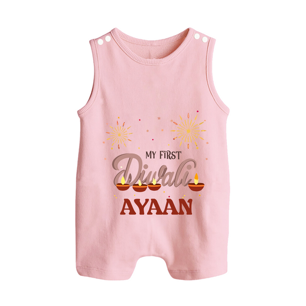 My First Diwali Sparkling Moments Button Romper - BABY PINK - New Born (Chest 18")