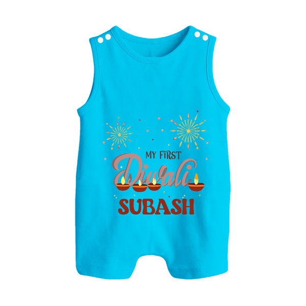 Chota Packet Bada Dhamaka My First Diwali Romper Suit | Custom Baby Romper Suit - SKY BLUE - 0 - 5 Months Old (Chest 18")