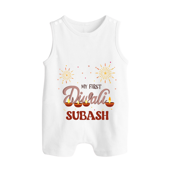 Chota Packet Bada Dhamaka My First Diwali Romper Suit | Custom Baby Romper Suit - WHITE - 0 - 5 Months Old (Chest 18")
