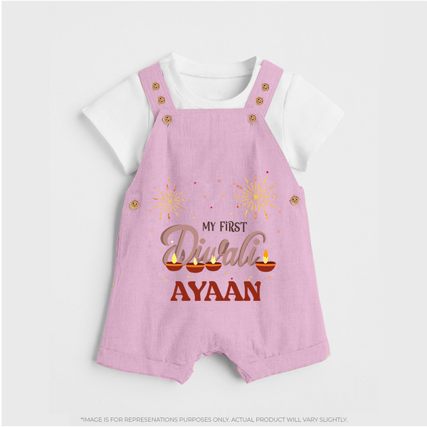 My First Diwali Sparkling Moments Dungaree - BABY PINK - 0 - 5 Months Old (Chest 18")