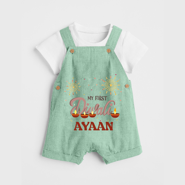 My First Diwali Sparkling Moments Dungaree - MINT GREEN - 0 - 5 Months Old (Chest 18")