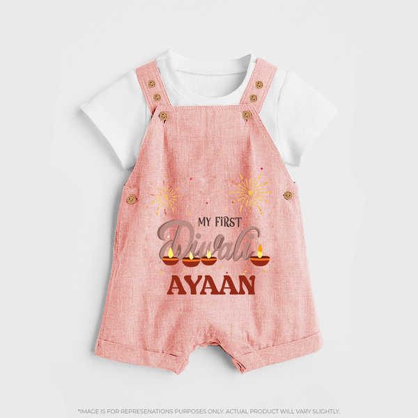 My First Diwali Sparkling Moments Dungaree - PEACH - 0 - 5 Months Old (Chest 18")