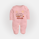 My First Diwali Sparkling Moments Full Body Suit - BABY PINK - New Born (Chest 7.5")