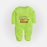 Chota Packet Bada Dhamaka My First Diwali Sleep Suit | Custom Baby Sleep Suit - LIME GREEN - New Born (Chest 7.5")