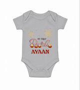 My First Diwali Sparkling Moments Romper - GREY - New Born (Chest 14")