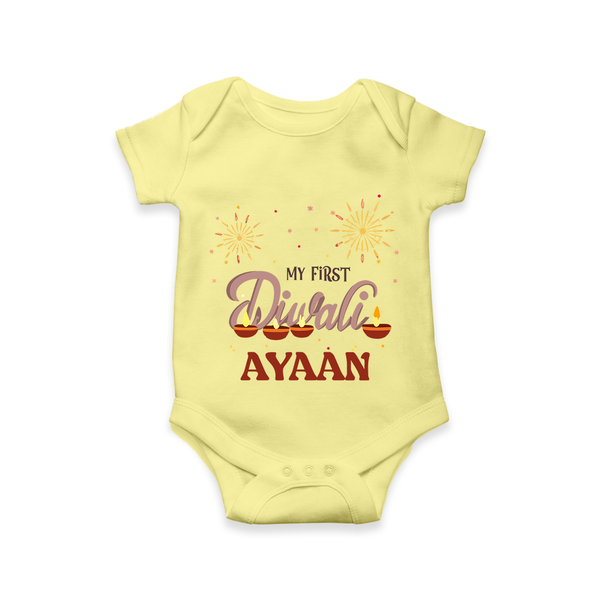 My First Diwali Sparkling Moments Romper - PASTEL YELLOW - New Born (Chest 14")
