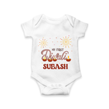 Chota Packet Bada Dhamaka My First Diwali Romper | Custom Baby Romper - WHITE - New Born (Chest 14")