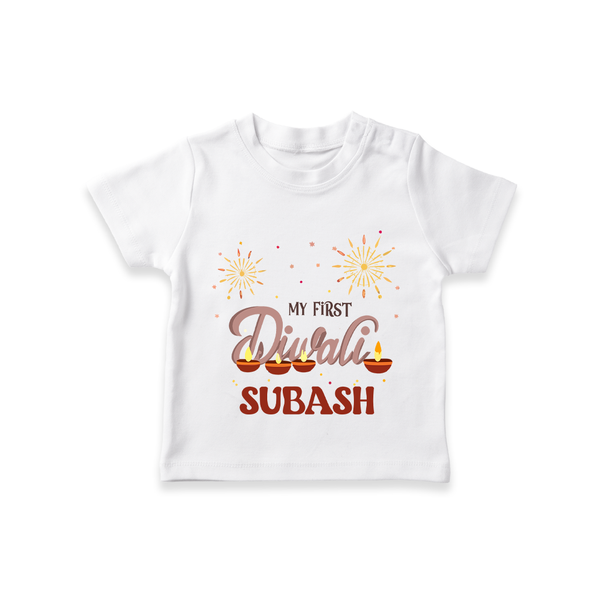 Chota Packet Bada Dhamaka My First Diwali Tshirt | Custom Baby Tshirt - WHITE - 0-5 Months Old (Chest 17")
