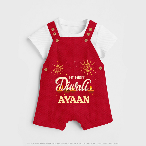 My First Diwali Sparkling Moments Dungaree - RED - 0 - 5 Months Old (Chest 18")