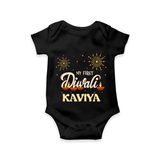 Chota Packet Bada Dhamaka My First Diwali Romper | Custom Baby Romper - BLACK - New Born (Chest 14")