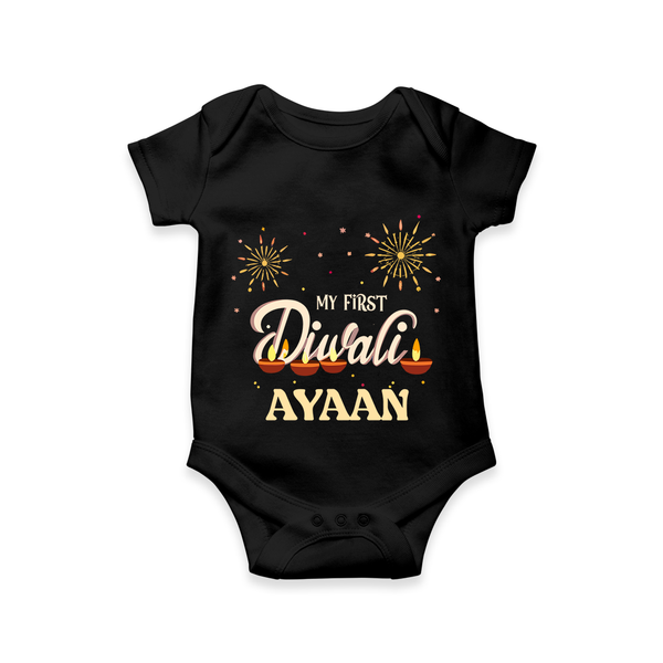 My First Diwali Sparkling Moments Romper - BLACK - New Born (Chest 14")