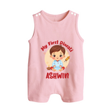 My First Diwali Joy Button Romper - BABY PINK - New Born (Chest 18")