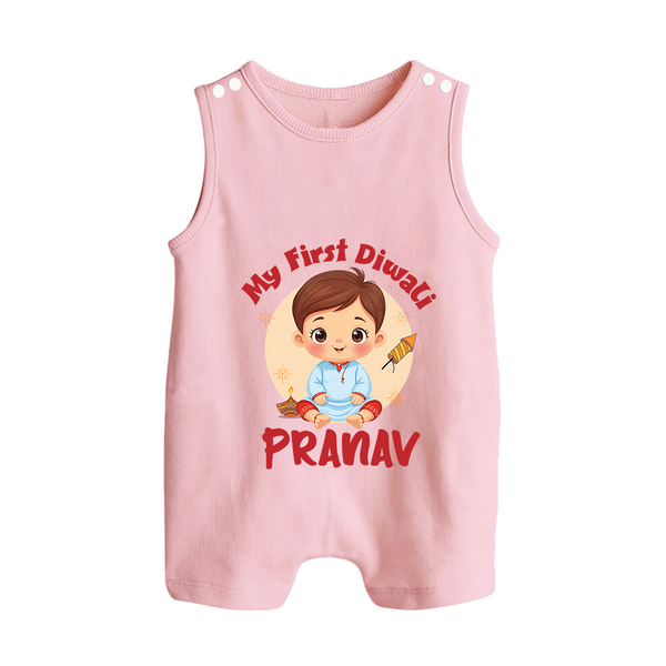 Baby's First Diwali Romper Suit | Custom Romper Suit for Little Devotees - BABY PINK - 0 - 5 Months Old (Chest 18")