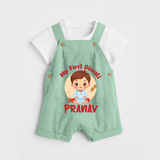 Baby's First Diwali Dungaree Set | Custom Dungaree Set for Little Devotees - MINT GREEN - 0 - 5 Months Old (Chest 18")