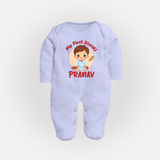 Baby's First Diwali Sleep Suit | Custom Sleep Suit for Little Devotees - BABY BLUE - New Born (Chest 7.5")