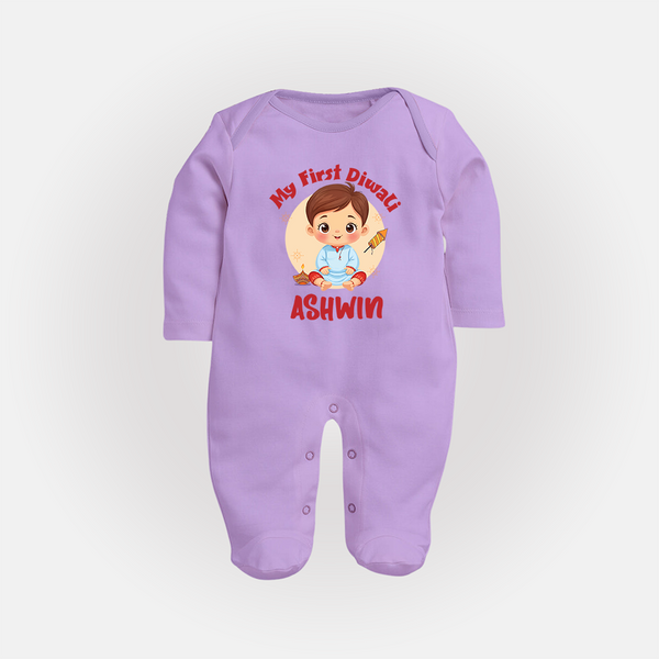 My First Diwali Joy Full Body Suit - LILAC - New Born (Chest 7.5")