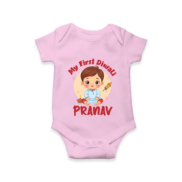 Baby's First Diwali Romper | Custom Romper for Little Devotees - BABY PINK - New Born (Chest 14")