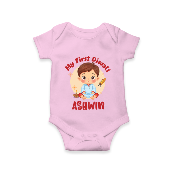 My First Diwali Joy Romper - BABY PINK - New Born (Chest 14")