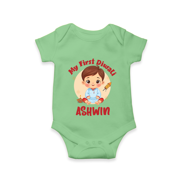 My First Diwali Joy Romper - GREEN - New Born (Chest 14")