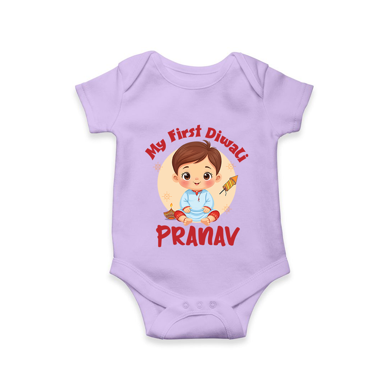 Baby's First Diwali Romper | Custom Romper for Little Devotees - LILAC - New Born (Chest 14")