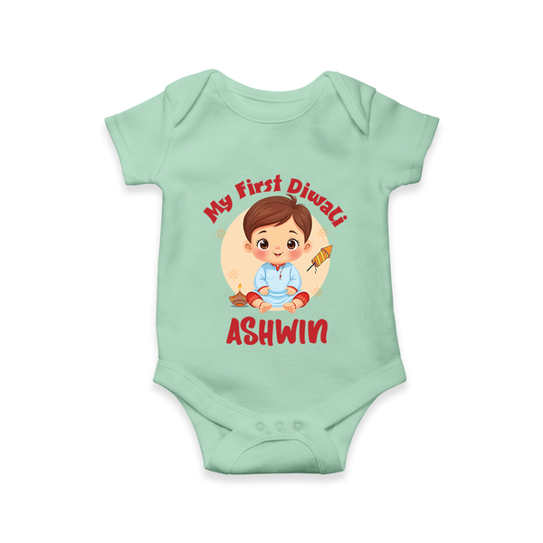 My First Diwali Joy Romper - MINT GREEN - New Born (Chest 14")