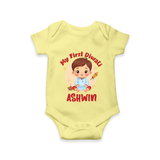 My First Diwali Joy Romper - PASTEL YELLOW - New Born (Chest 14")