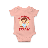 Baby's First Diwali Romper | Custom Romper for Little Devotees - PEACH - New Born (Chest 14")