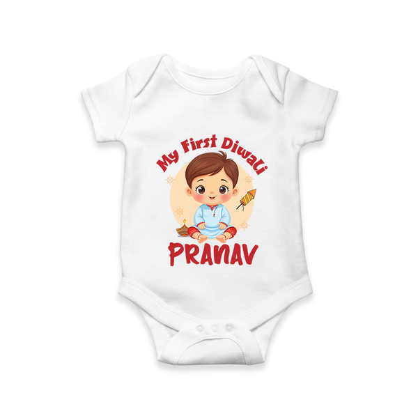 Baby's First Diwali Romper | Custom Romper for Little Devotees - WHITE - New Born (Chest 14")