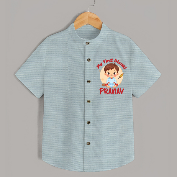 Baby's First Diwali Shirt | Custom Shirt for Little Devotees - ARCTIC BLUE - 0 - 6 Months Old (Chest 23")
