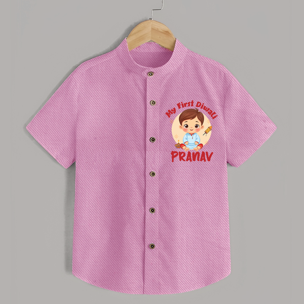 Baby's First Diwali Shirt | Custom Shirt for Little Devotees - BABY PINK - 0 - 6 Months Old (Chest 23")