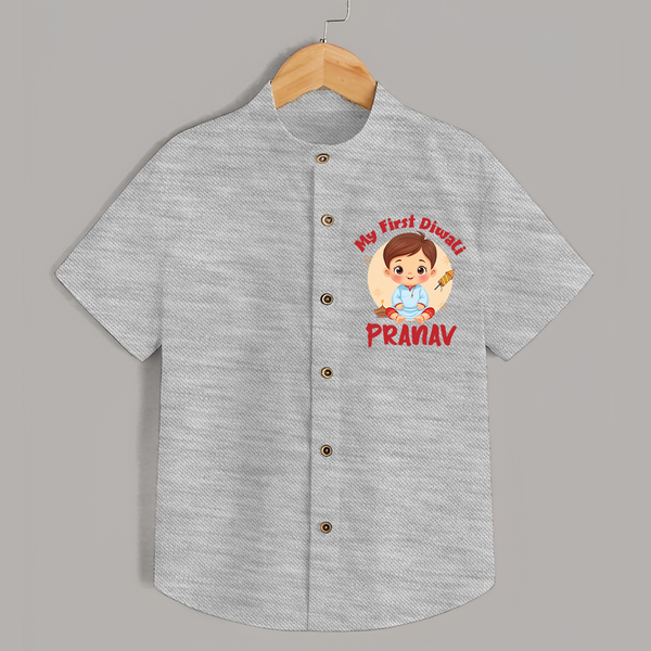 Baby's First Diwali Shirt | Custom Shirt for Little Devotees - GREY - 0 - 6 Months Old (Chest 23")