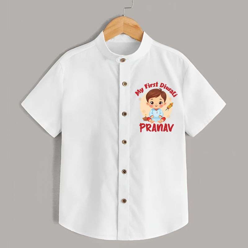 Baby's First Diwali Shirt | Custom Shirt for Little Devotees - WHITE - 0 - 6 Months Old (Chest 23")